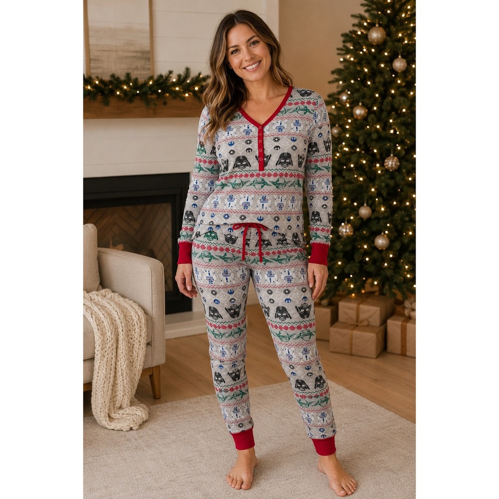Hanna Andersson Star Wars Fair Isle Organic Cotton Pajama Set Large Holiday Y2K